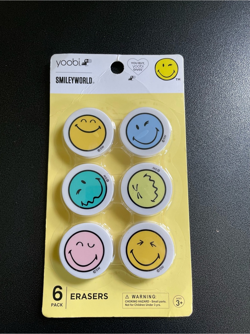Colorful Smiley Face Erasers – 6 Pack
